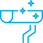 Icon of a clean, sparkling gutter and downspout, suggesting power washing services.